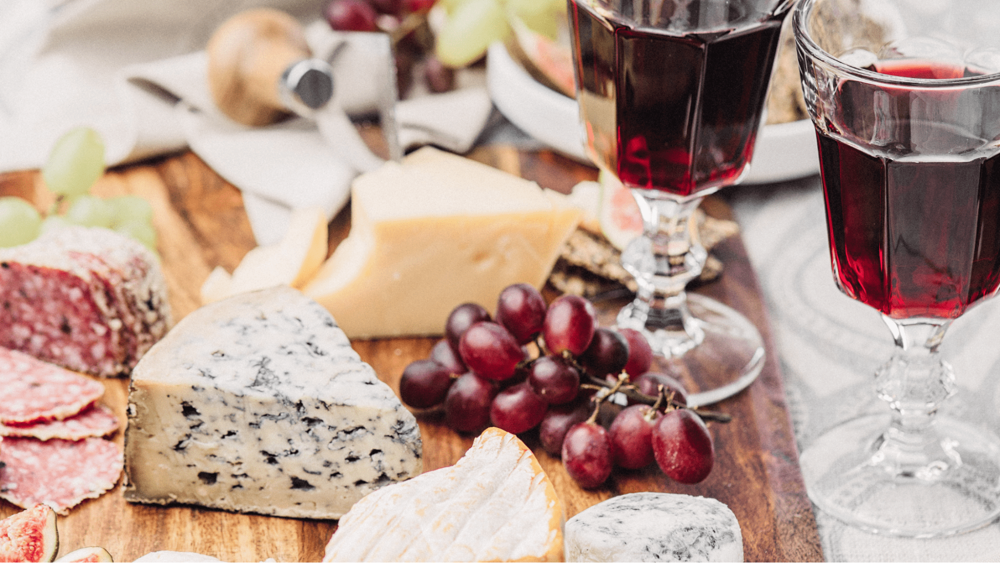 Red wine and a charcuterie board