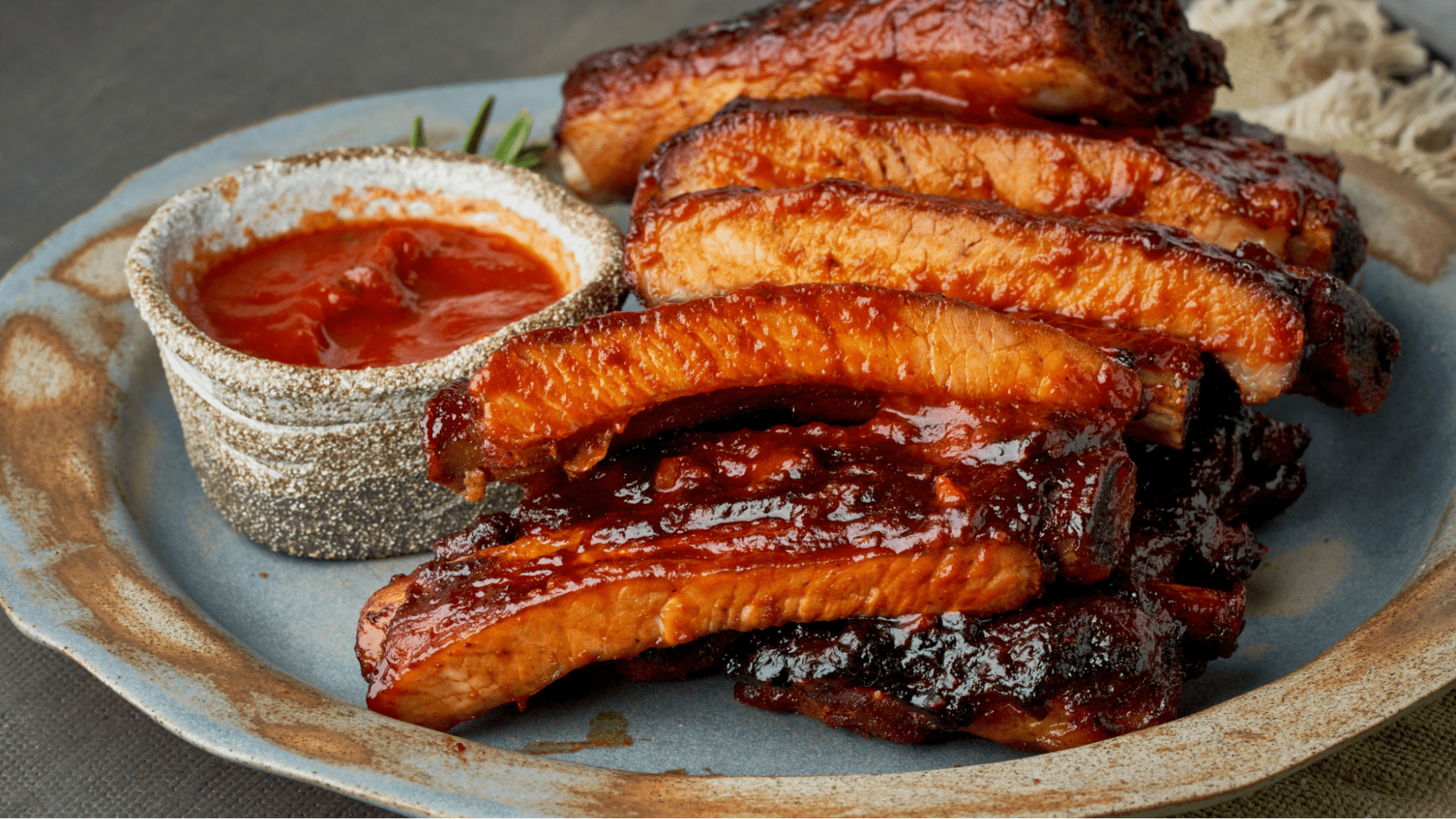 Plate of barbecue ribs
