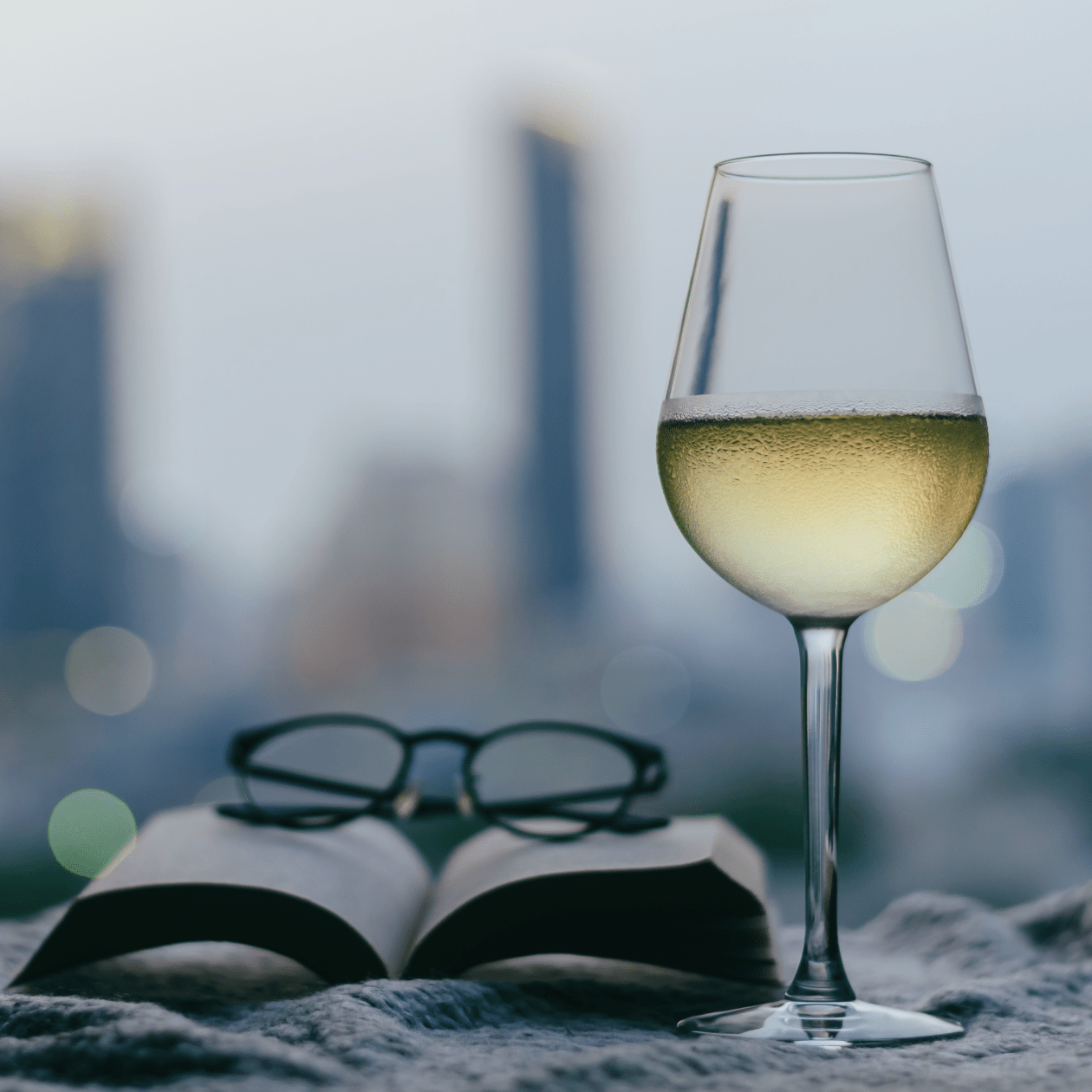 Book, glasses, white wine | DRINKS