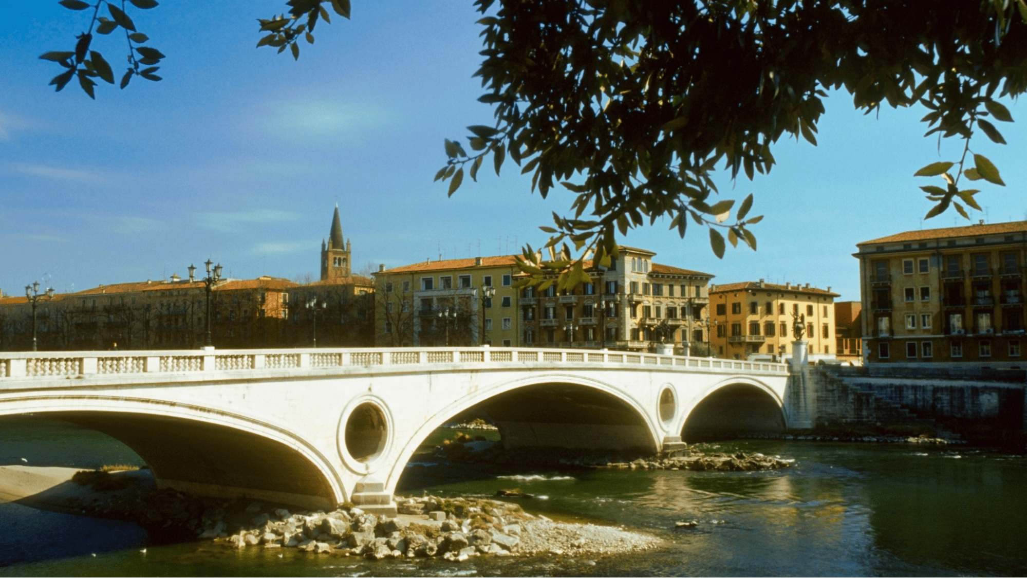 Bridge over water in an Italian town